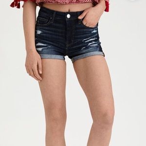 High waisted distressed jean shorts